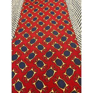 Vintage Paolo Gucci Red & Blue Geometric Equestrian Silk Tie Designed By Paolo G
